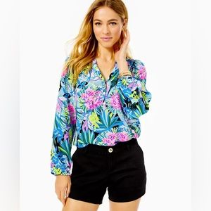 NWT Lilly Pulitzer Onyx Black Basket Weave Callahan Stretch Short Size 2 Pockets